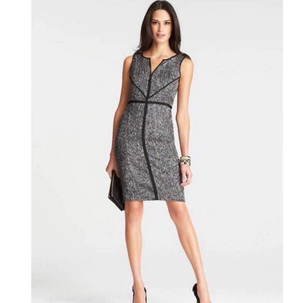 Ann Taylor Tipped Tweed Sheath Dress Size 2